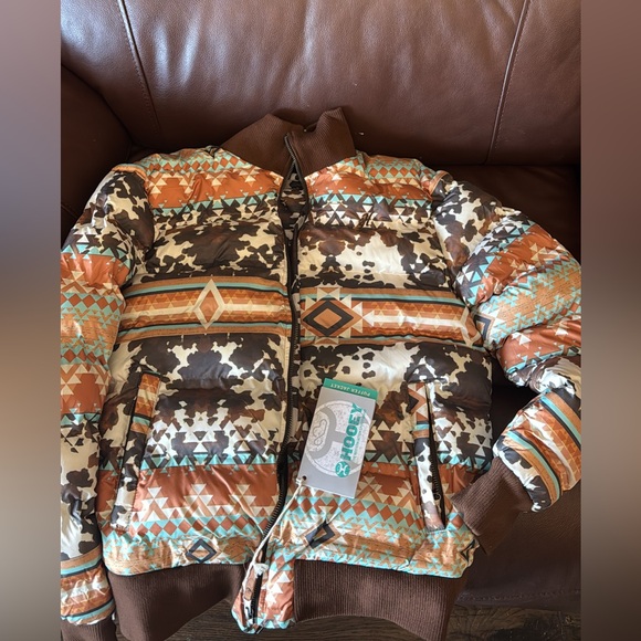 Hooey Jackets & Blazers - Hooey Southwestern Print Puffer Jacket in Brown and Turquoise